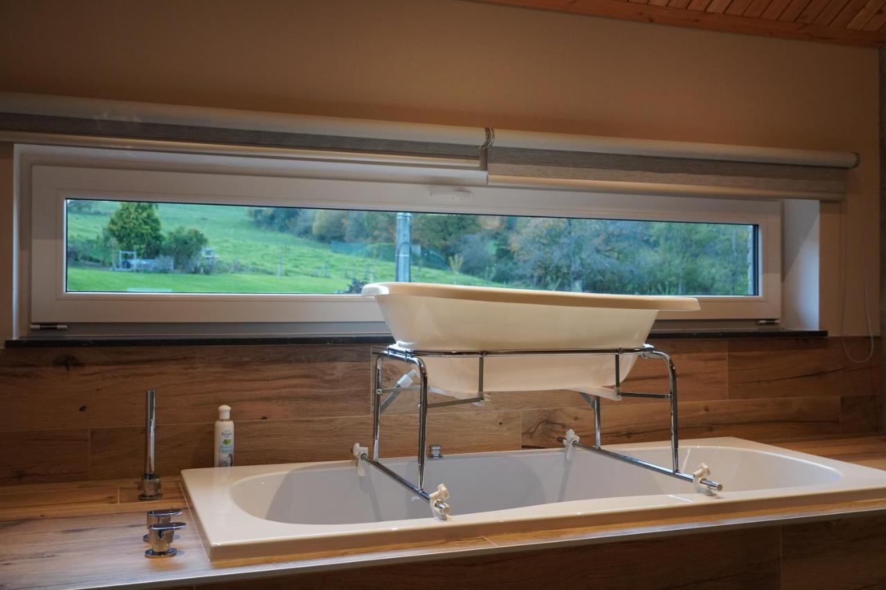 Petite perle en Haute Ardenne avec vue sur la vallée, cabine infra-rouge et bain balnéo Lierneux Extérieur photo